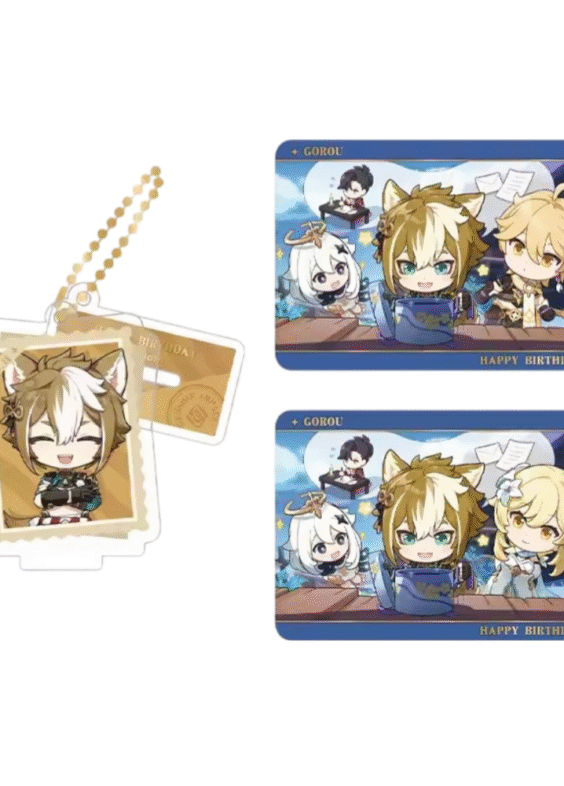 Anime Genshin Impact Gorou Acrylic Stand And Collection Card Set