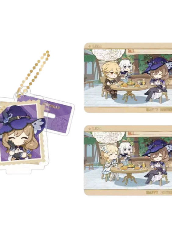Anime Genshin Impact Lisa Acrylic Stand And Collection Card Set