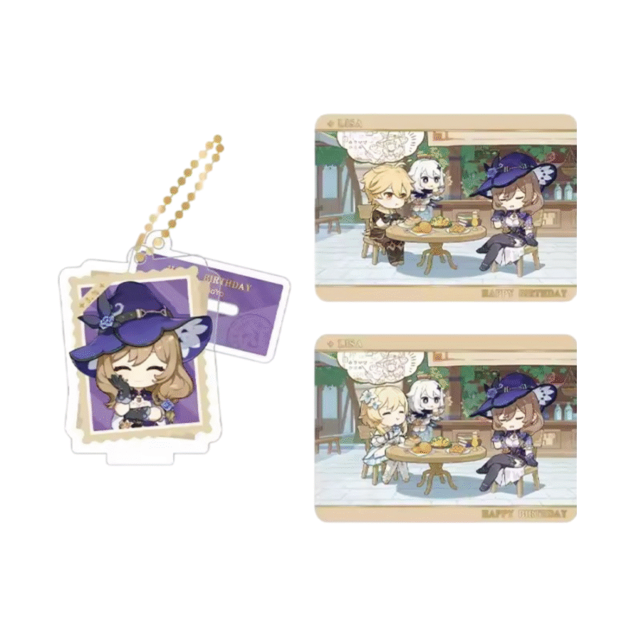 Anime Genshin Impact Lisa Acrylic Stand And Collection Card Set Anime Genshin Impact Lisa Acrylic Stand And Collection Card Set
