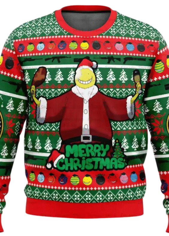 Anime Assassination Classroom Koro-Sensei Ugly Christmas Red Sweater