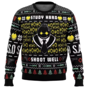 Anime Assassination Classroom Koro-Sensei Ugly Christmas Black Sweater