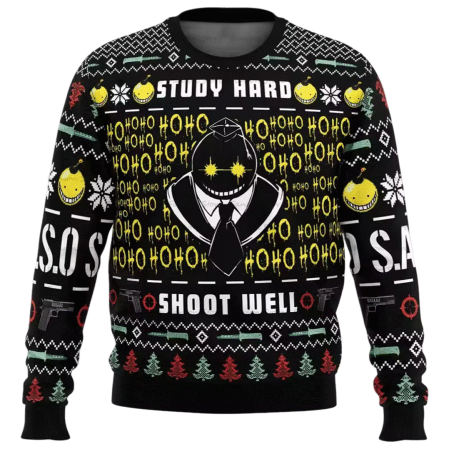 Anime Assassination Classroom Koro-Sensei Ugly Christmas Black Sweater Anime Assassination Classroom Koro-Sensei Ugly Christmas Black Sweater