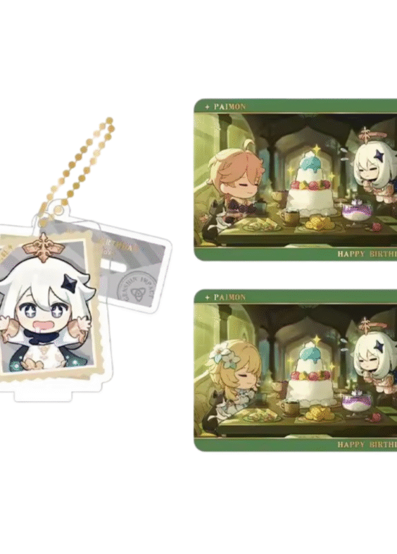 Anime Genshin Impact Paimon Acrylic Stand And Collection Card Set