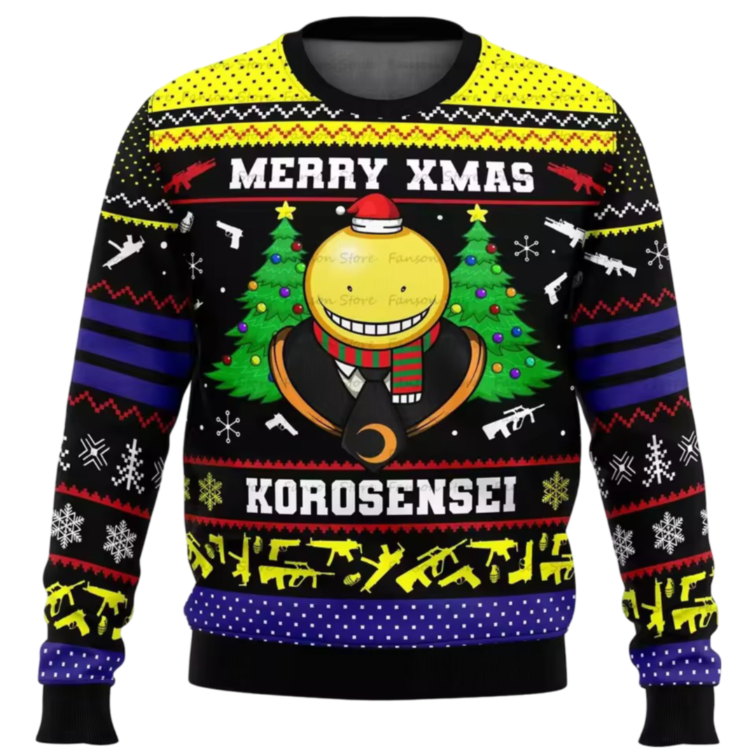Anime Assassination Classroom Koro-Sensei Ugly Merry Xmas Christmas Sweater Anime Assassination Classroom Koro-Sensei Ugly Merry Xmas Christmas Sweater