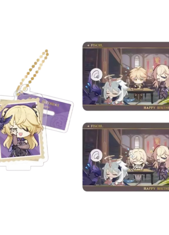 Anime Genshin Impact Fischl Acrylic Stand And Collection Card Set