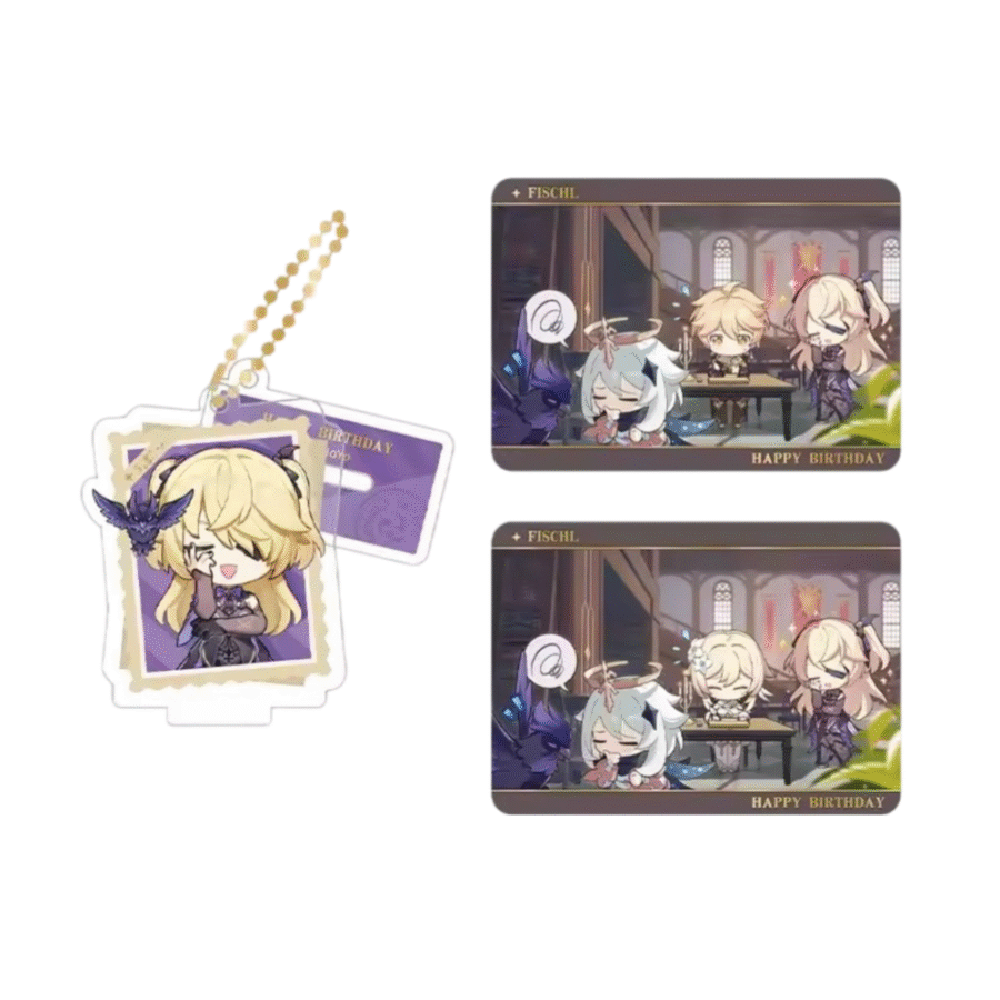Anime Genshin Impact Fischl Acrylic Stand And Collection Card Set Anime Genshin Impact Fischl Acrylic Stand And Collection Card Set