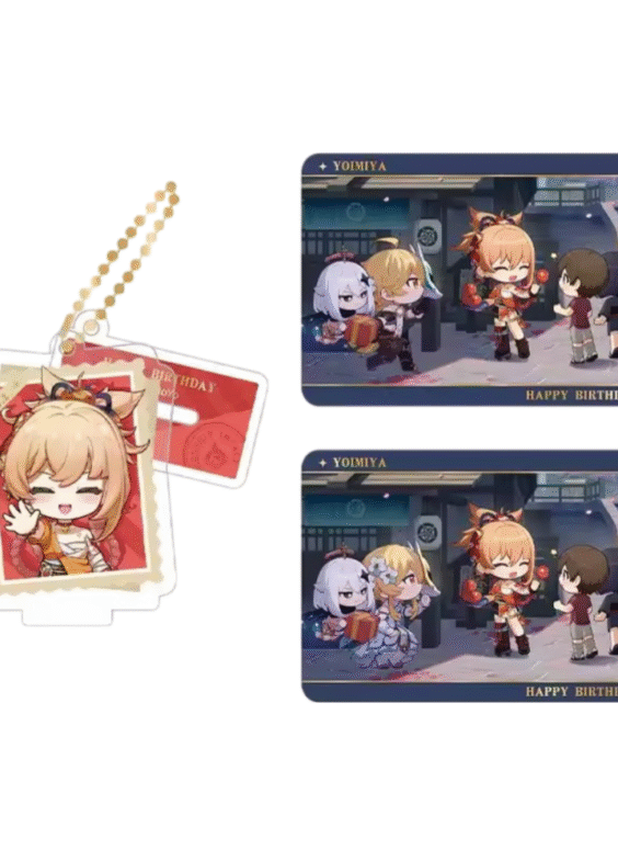 Anime Genshin Impact Yoimiya Acrylic Stand And Collection Card Set