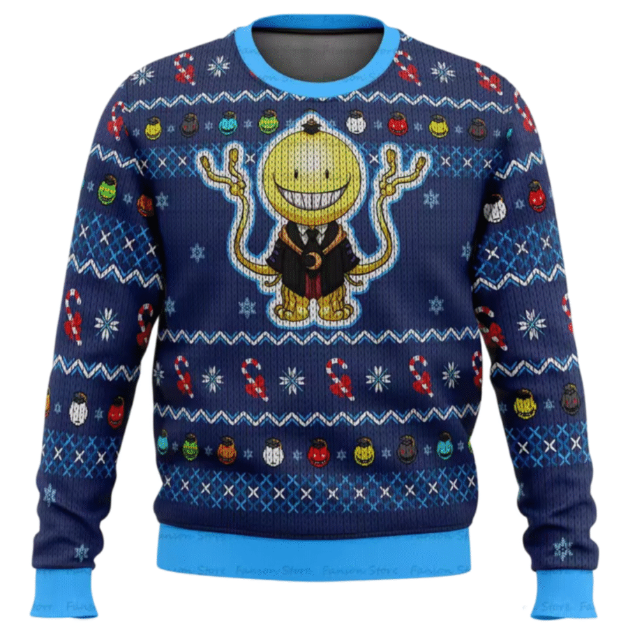 Anime Assassination Classroom Koro-Sensei Ugly Christmas Blue Sweater Anime Assassination Classroom Koro-Sensei Ugly Christmas Blue Sweater