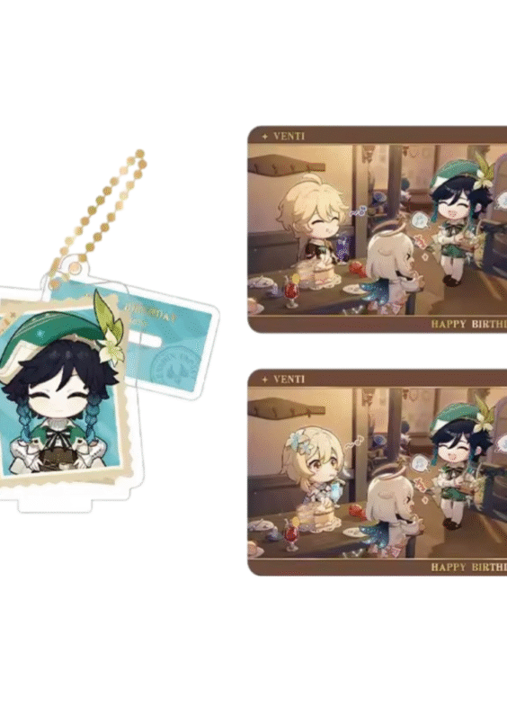 Anime Genshin Impact Venti Acrylic Stand And Collection Card Set