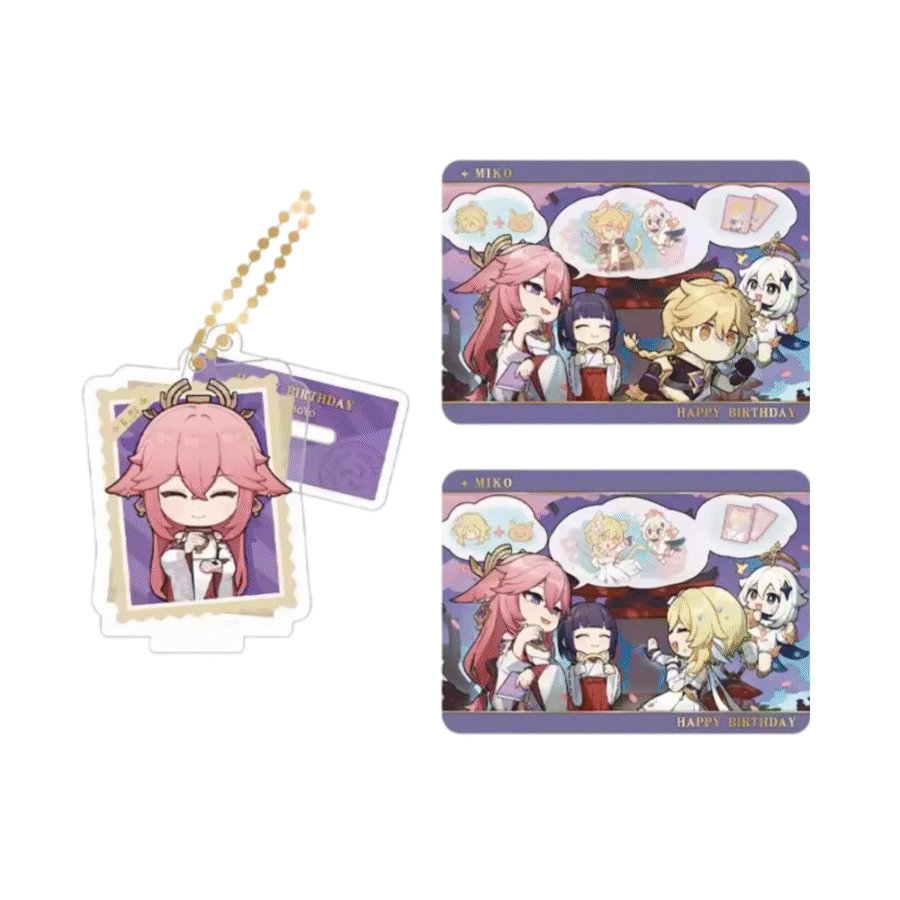 Anime Genshin Impact Yae Miko Acrylic Stand And Collection Card Set Anime Genshin Impact Yae Miko Acrylic Stand And Collection Card Set