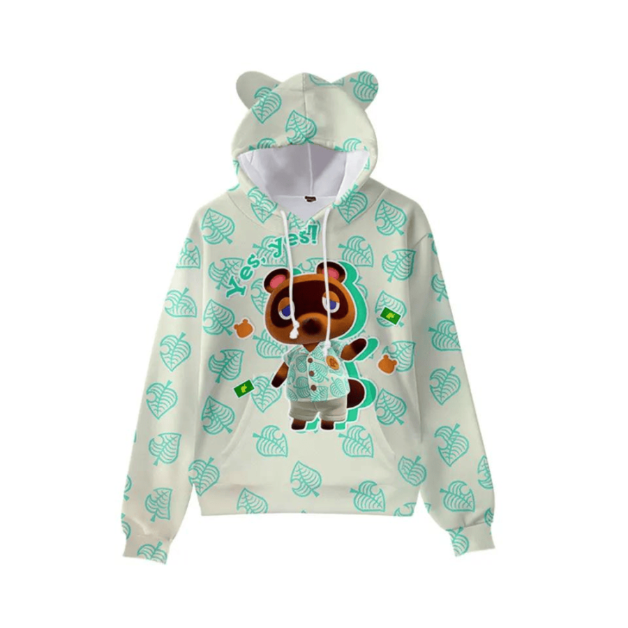 Anime Animal Crossing Tom Nook Casual Cat Ears Hoodie