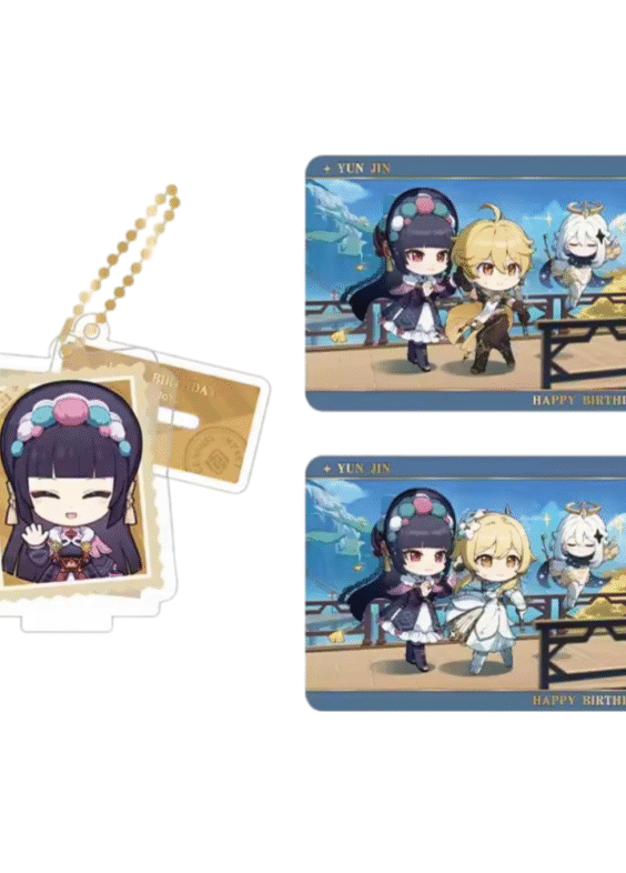Anime Genshin Impact Yun Jin Acrylic Stand And Collection Card Set