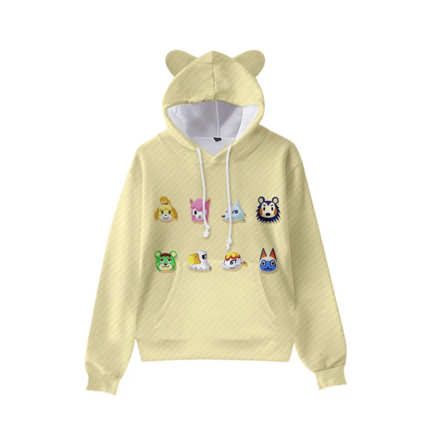 Anime Animal Crossing Characters Printed Cat Ears Casual Hoodie Anime Animal Crossing Characters Printed Cat Ears Casual Hoodie