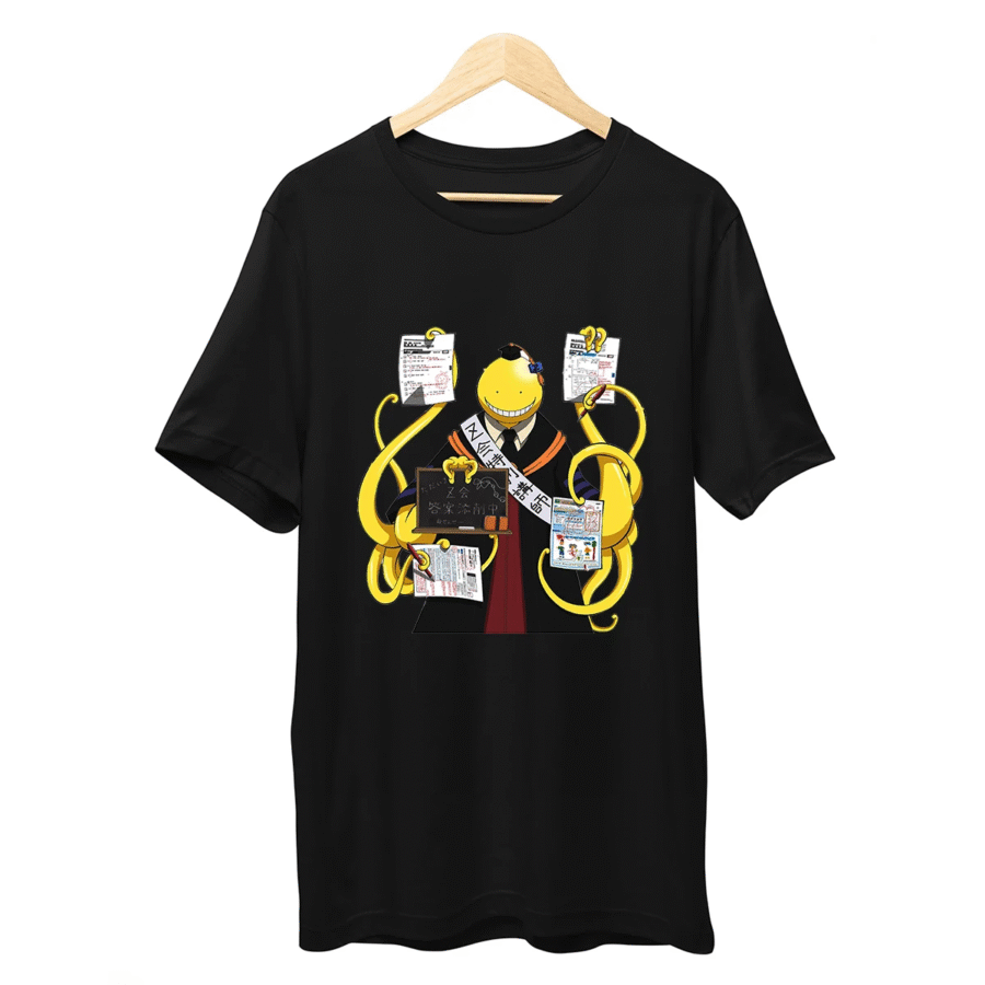 Anime Assassination Classroom Koro-Sensei Black And White T-Shirt Anime Assassination Classroom Koro-Sensei Black And White T-Shirt
