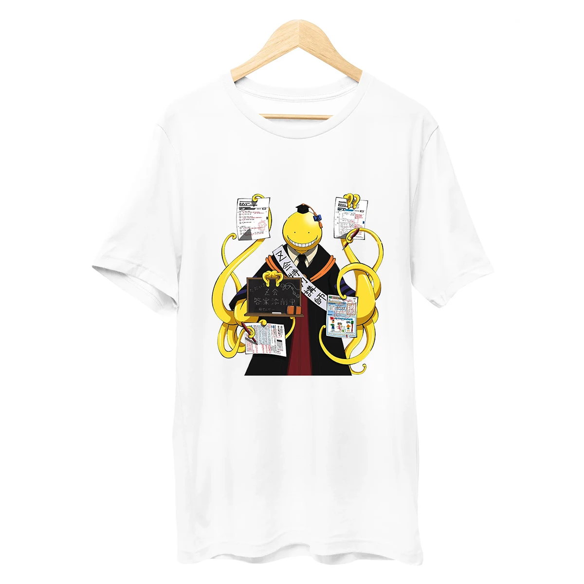Anime Assassination Classroom Koro-Sensei Black And White T-Shirt Anime Assassination Classroom Koro-Sensei Black And White T-Shirt