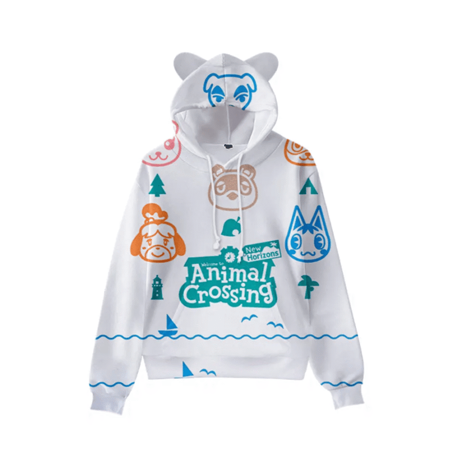 Anime Animal Crossing Cat Ears Casual Hoodie Anime Animal Crossing Cat Ears Casual Hoodie