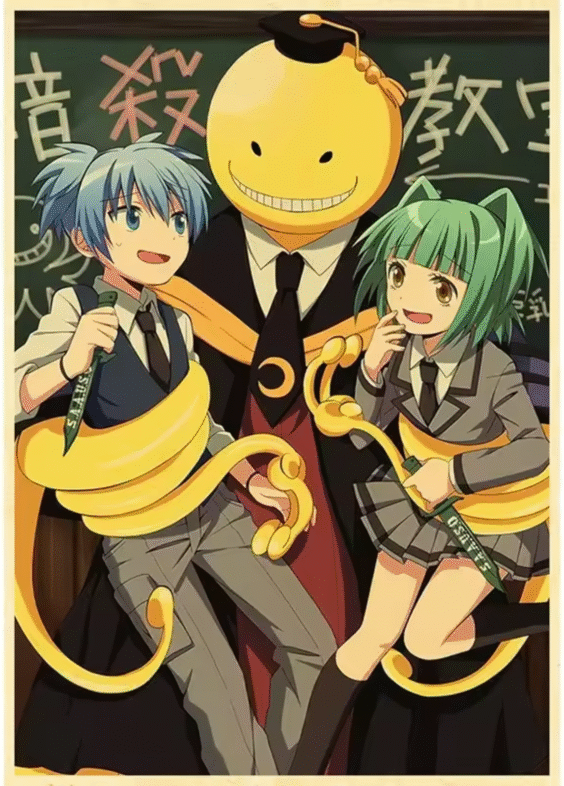 Anime Assassination Classroom Koro-Sensei And Nagisa Shiota With Kaede Kayano Poster Wall Art