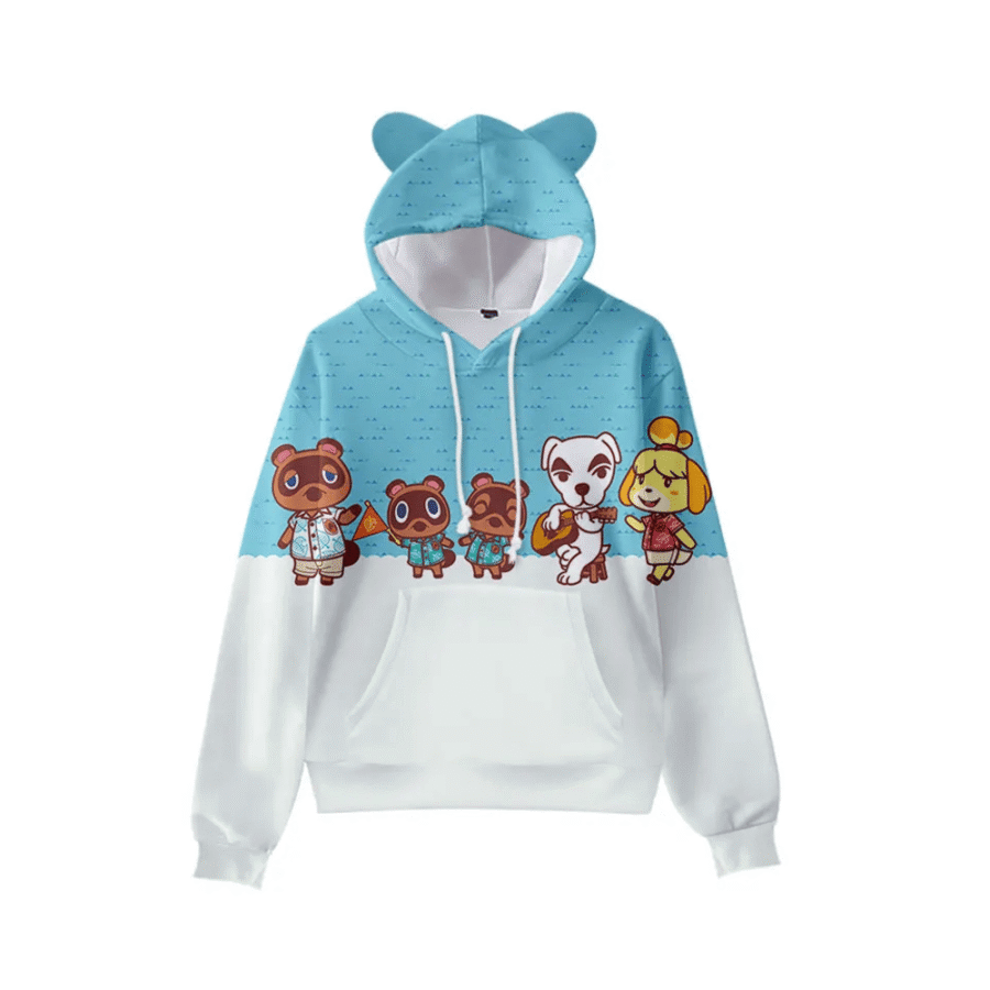 Anime Animal Crossing Characters Printed Cat Ears Hoodie Anime Animal Crossing Characters Printed Cat Ears Hoodie