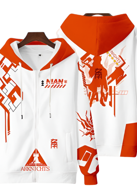 Arknights Anime Nian Printed Zipper Hoodie