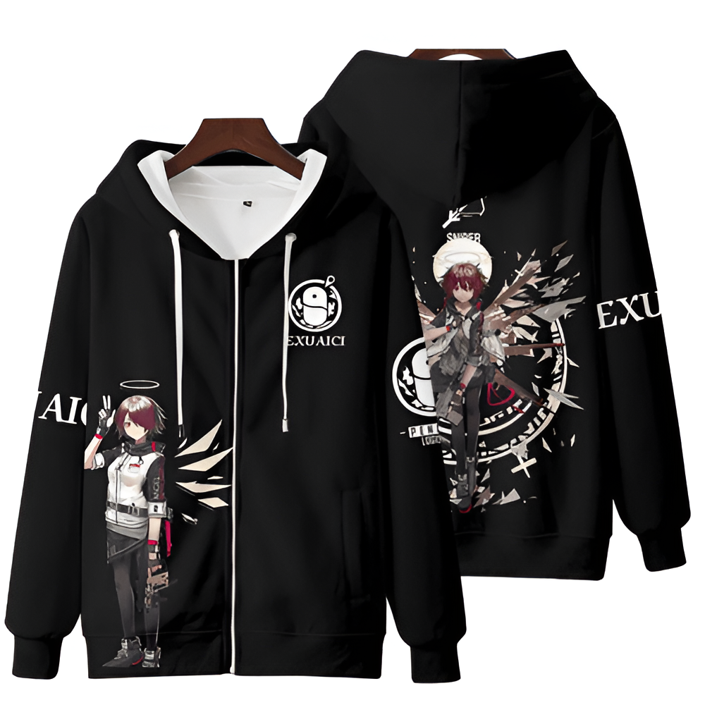 Arknights Anime Exusiai Zipper Hoodie Arknights Anime Exusiai Zipper Hoodie