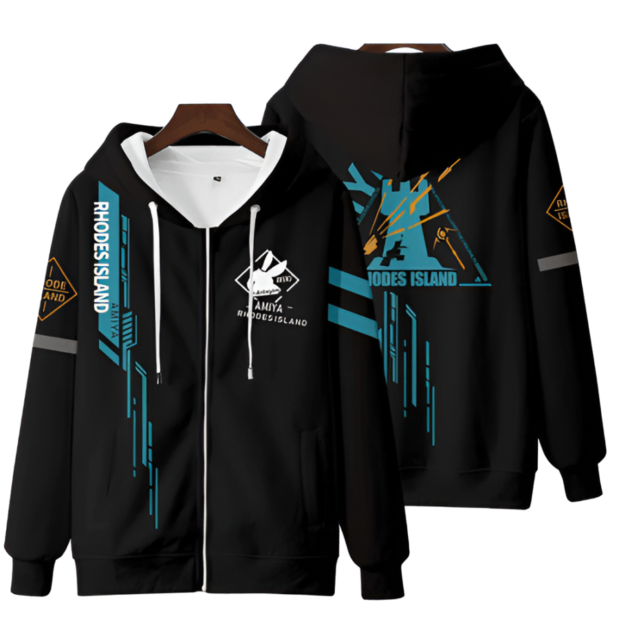 Anime Arknights Amiya Rhodes Island Zipper Hoodie