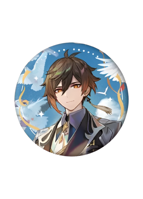 Genshin Impact Anime Zhongli Tinplate Badge