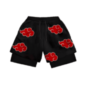 Anime Naruto Red Cloud Polyester Gym Shorts