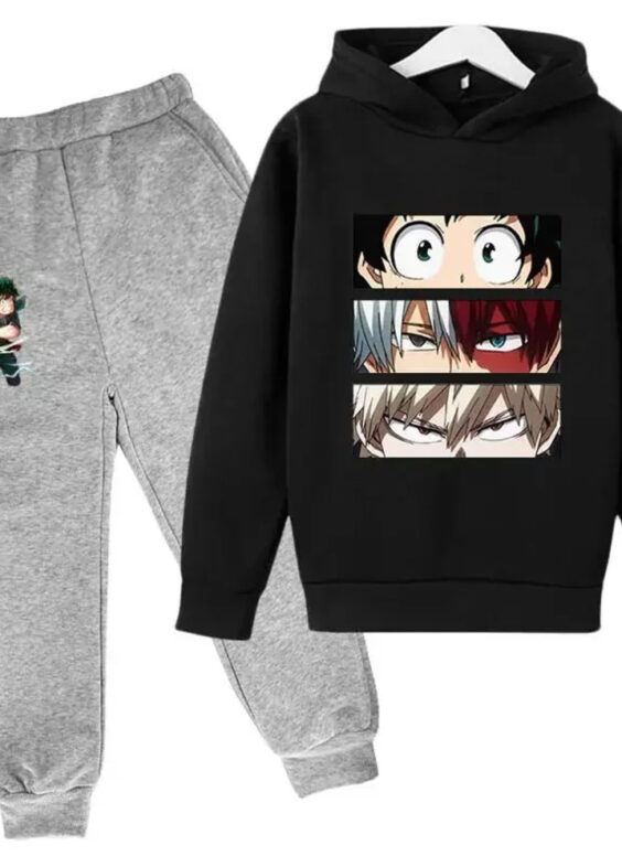 Anime My Hero Academia Shoto Izuku And Katsuki Printed Hoodie With Pant