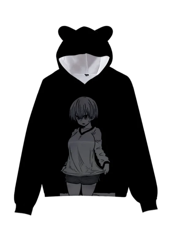 Uzaki-Chan Wants To Hang Out Anime Hana Printed Cat Ear Hoodie