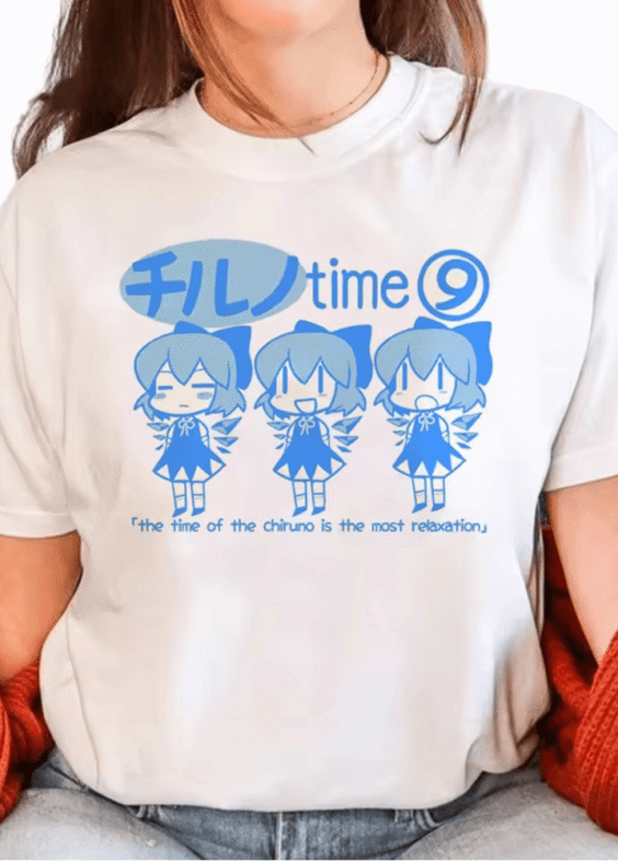 Anime Cirno Touhou Project Character Print T-Shirt