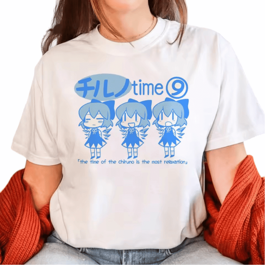 Anime Cirno Touhou Project Character Print T-Shirt Anime Cirno Touhou Project Character Print T-Shirt