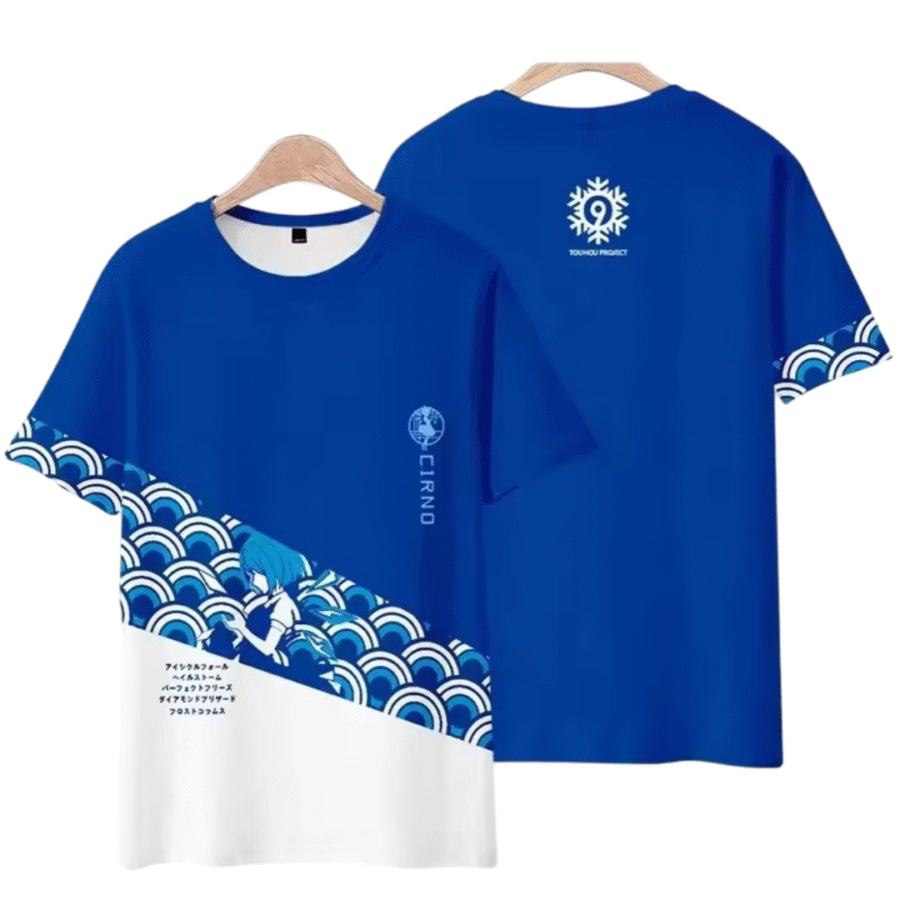 Anime Touhou Project Cirno Blue And White T-Shirt Anime Touhou Project Cirno Blue And White T-Shirt
