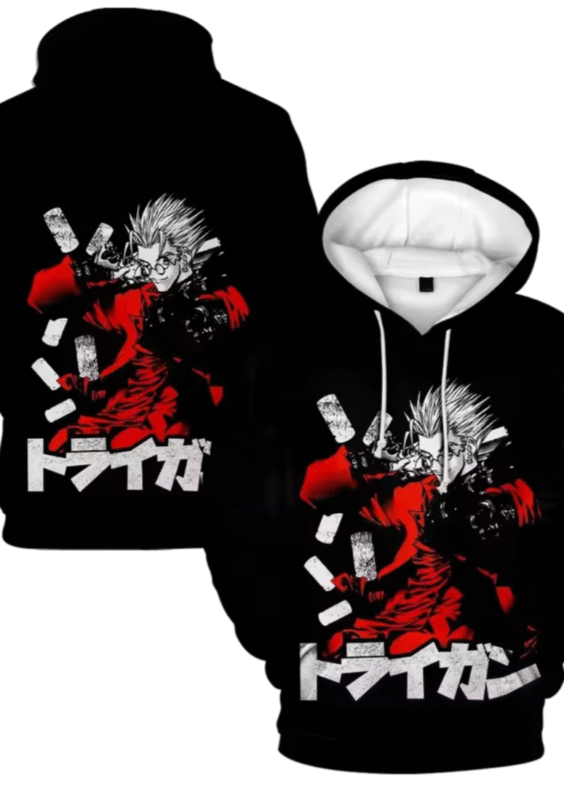 Trigun Vash The Stampede Anime 3D Printed Black Hoodie