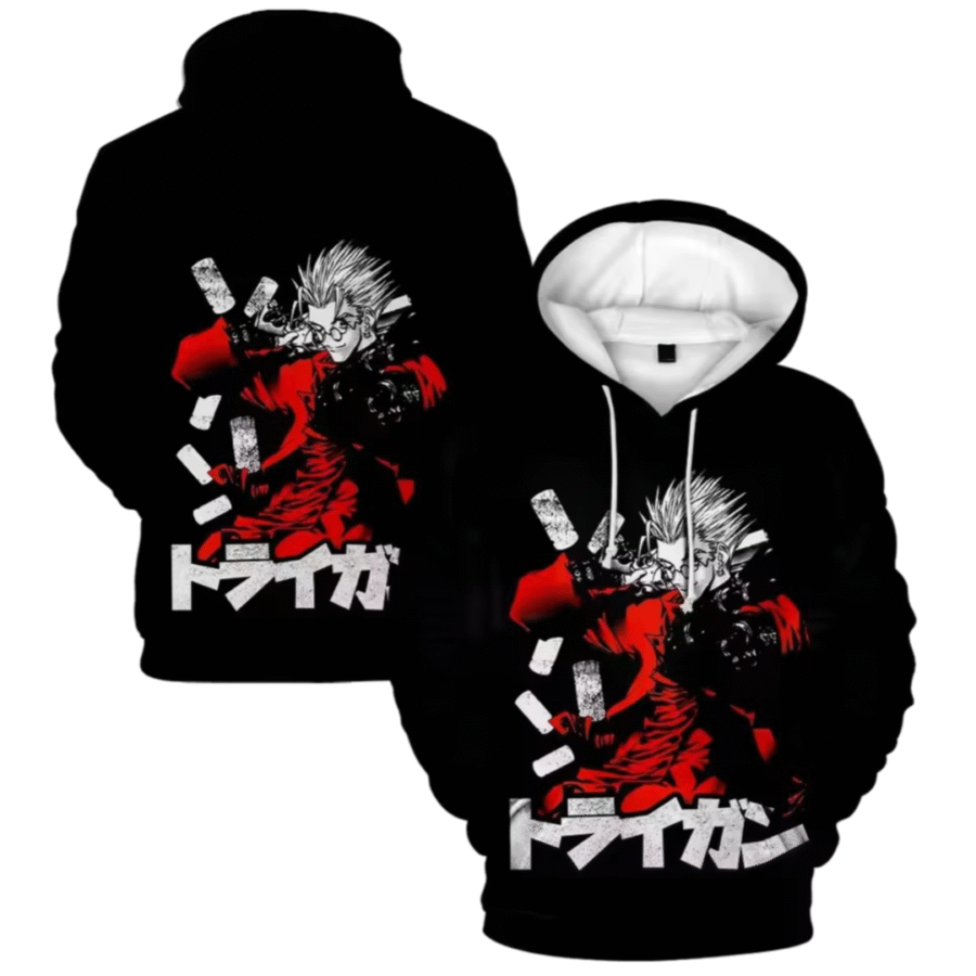 Trigun Vash The Stampede Anime 3D Printed Black Hoodie Trigun Vash The Stampede Anime 3D Printed Black Hoodie