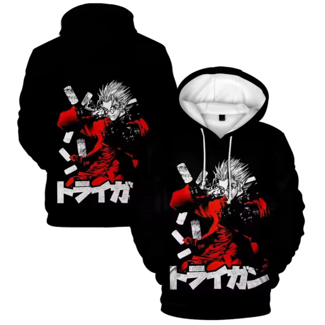 Trigun Vash The Stampede Anime 3D Printed Black Hoodie Trigun Vash The Stampede Anime 3D Printed Black Hoodie