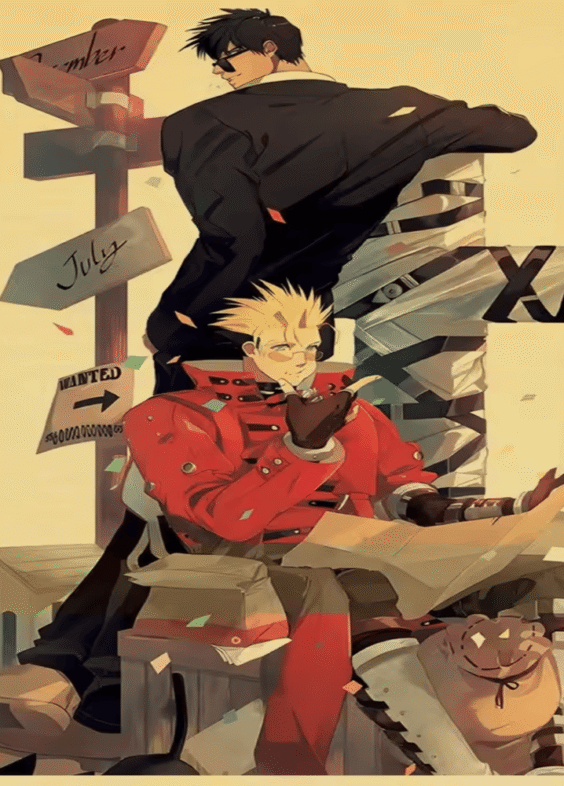 Trigun Anime Vash And Nicholas Poster Wall Art