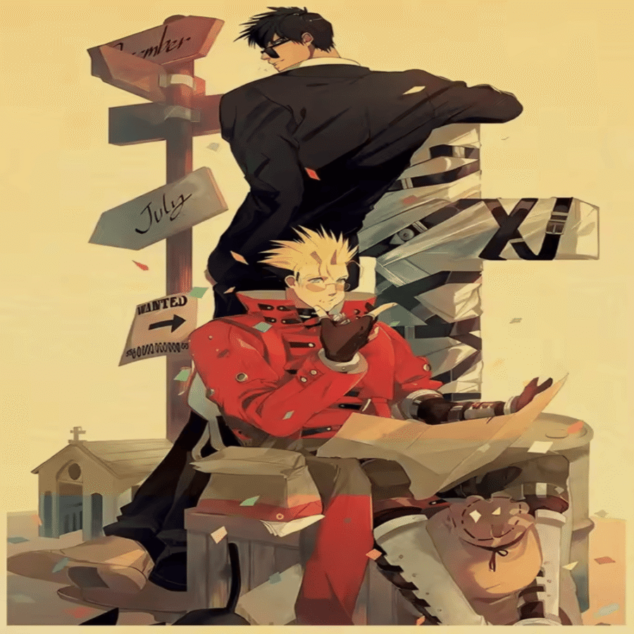 Trigun Anime Vash And Nicholas Poster Wall Art Trigun Anime Vash And Nicholas Poster Wall Art