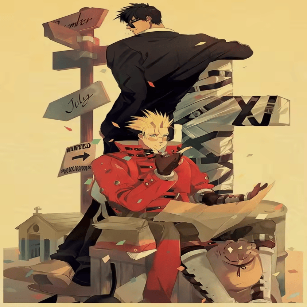 Trigun Anime Vash And Nicholas Poster Wall Art Trigun Anime Vash And Nicholas Poster Wall Art