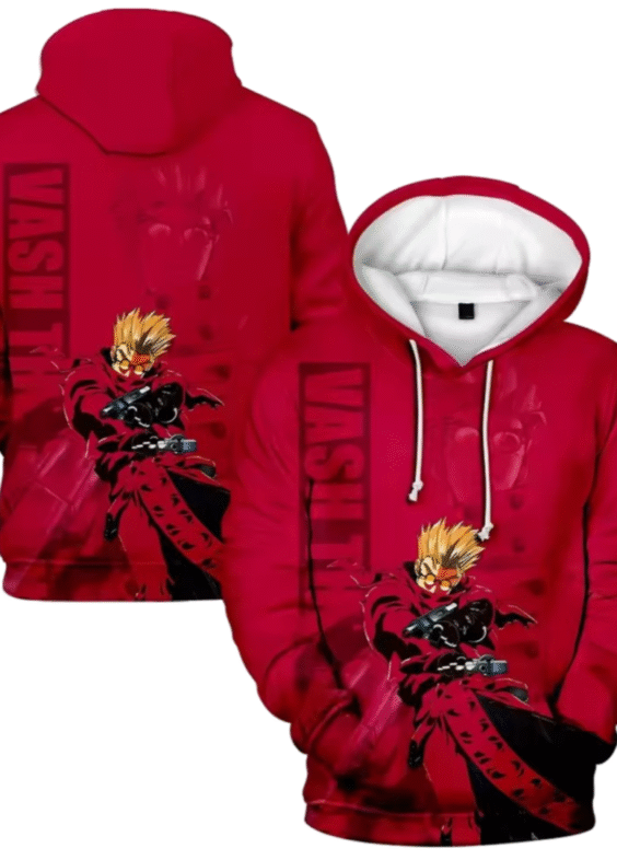 Anime Trigun Vash The Stampede 3D Printed Red Hoodie