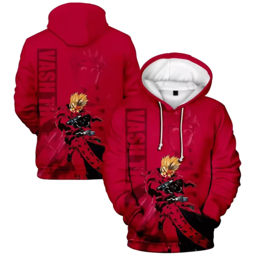 Anime Trigun Vash The Stampede 3D Printed Red Hoodie Anime Trigun Vash The Stampede 3D Printed Red Hoodie