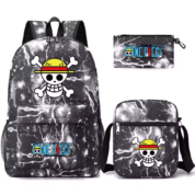 3 Pcs/Set One Piece Anime Straw Hat Skull School Bag