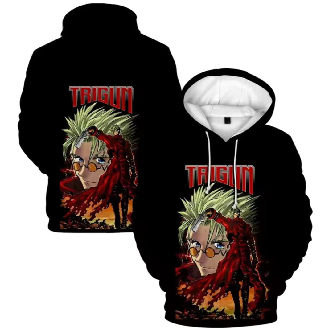 Anime Trigun Vash The Stampede 3D Printed Black Hoodie Anime Trigun Vash The Stampede 3D Printed Black Hoodie