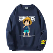 Anime One Piece Luffy Long Sleeve Navy Blue Sweatshirt