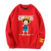 Anime One Piece Luffy Long Sleeve Red Sweatshirt