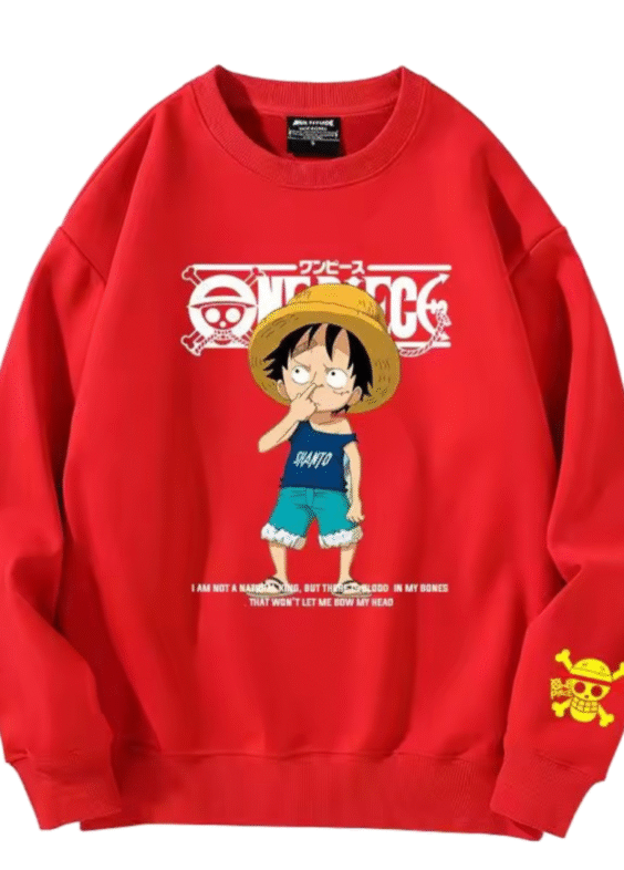 Anime One Piece Luffy Long Sleeve Red Sweatshirt