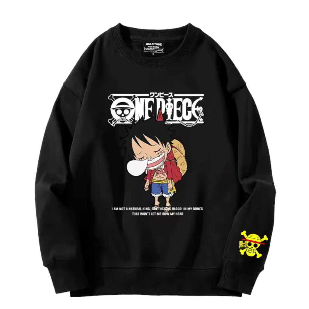 Anime One Piece Luffy Long Sleeve Black Sweatshirt Anime One Piece Luffy Long Sleeve Black Sweatshirt