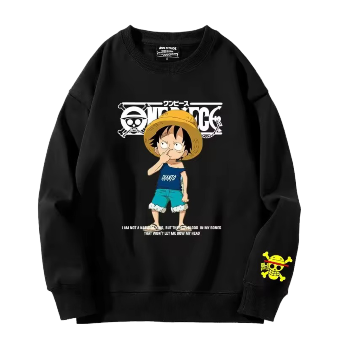Anime One Piece Luffy Long Sleeve Black Sweatshirt Anime One Piece Luffy Long Sleeve Black Sweatshirt