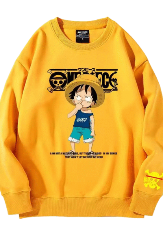 Anime One Piece Luffy Long Sleeve Yellow Sweatshirt