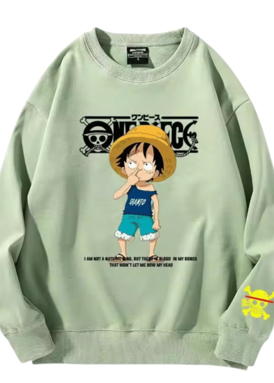 Anime One Piece Luffy Long Sleeve Green Sweatshirt
