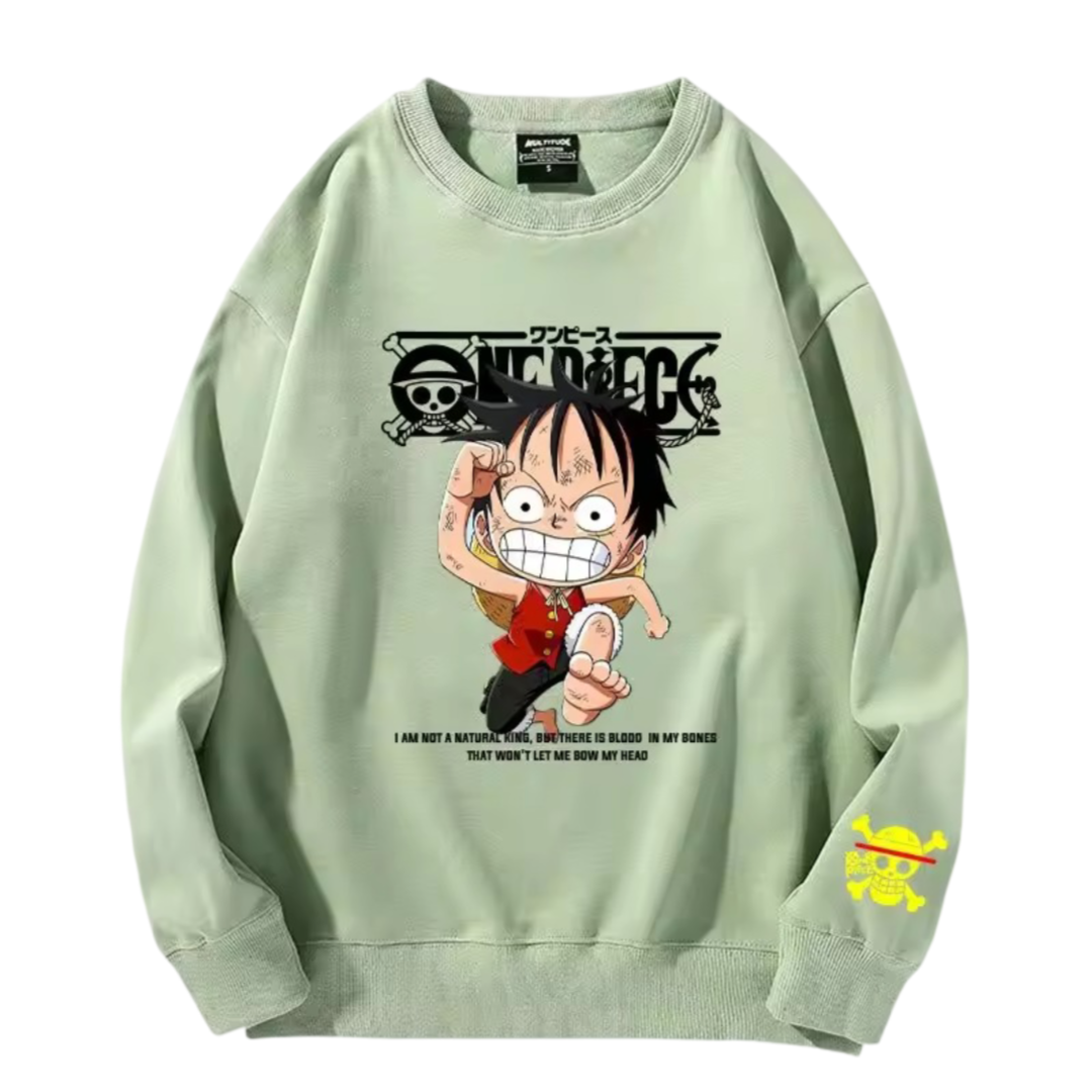 Anime One Piece Luffy Long Sleeve Green Sweatshirt Anime One Piece Luffy Long Sleeve Green Sweatshirt